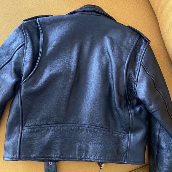 Leather Biker Jacket Genuine Leather Vintage - Picture 2 of 9